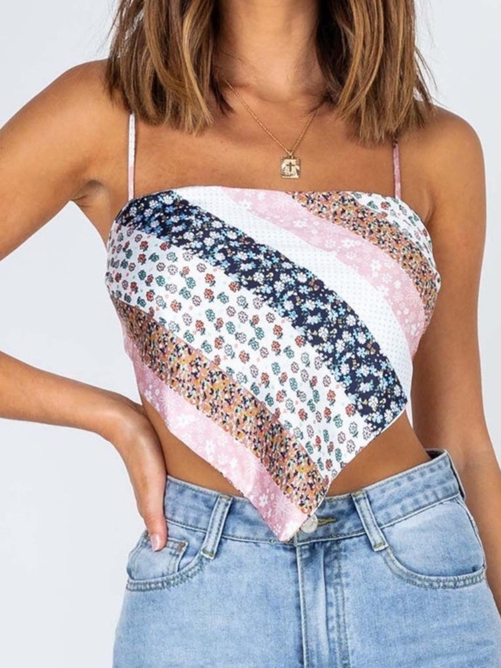 PRINCESS POLLY Patchwork Handkerchief Cami